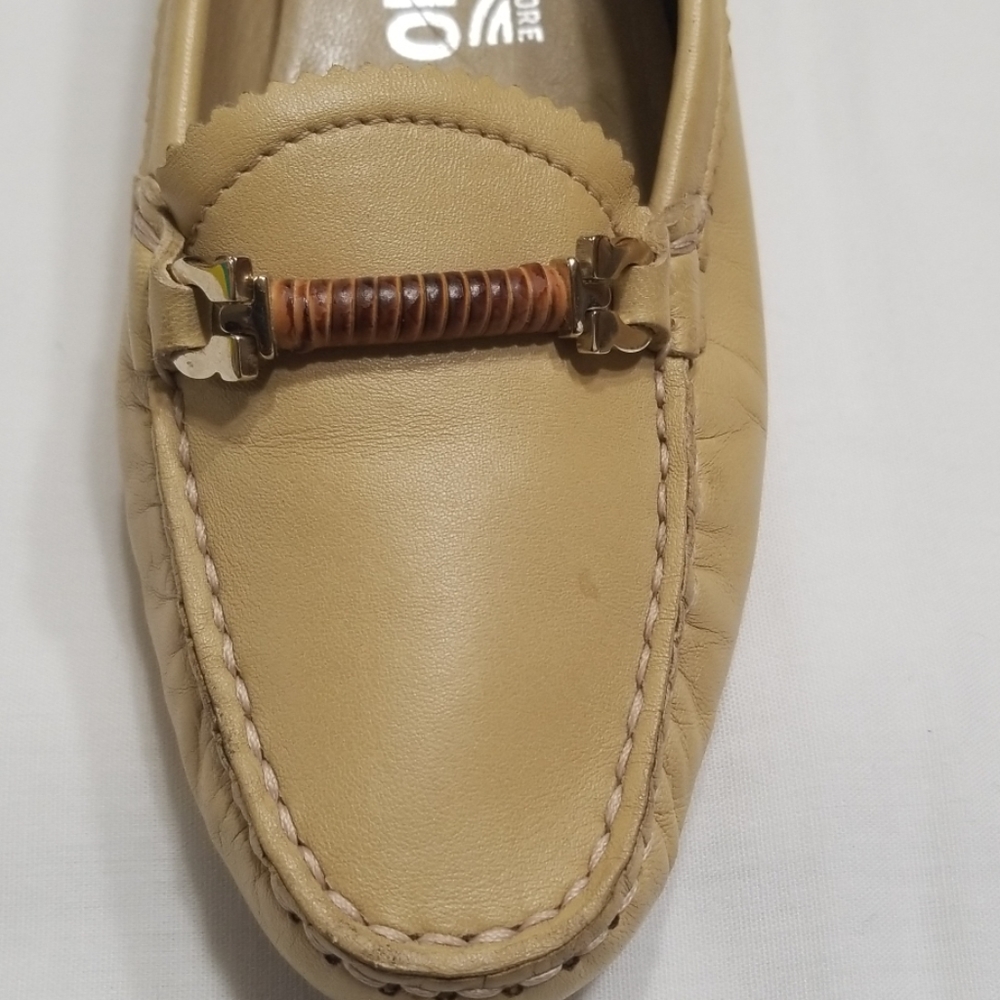 Ferragamo Tan Loafers with Small Heel - Picture 3 of 5